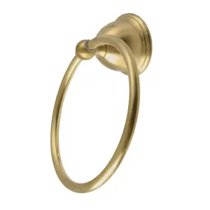 212 MAIN 6 in. Traditional Look Wall-Mount Bathroom Towel Ring, Brushed Brass, for Hanging Towels, Restoration Style