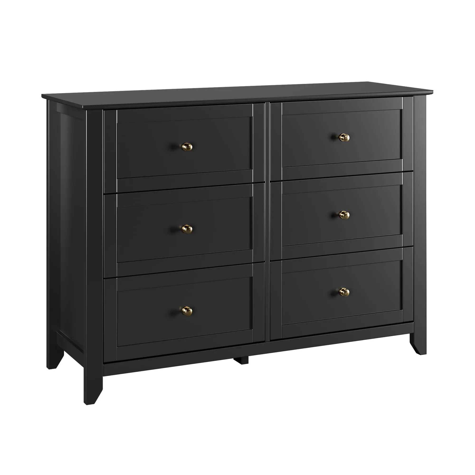 【Christmas Gift】Chest of Drawers  6-Drawer Painted MDF Cabinet  Black  Modern Storage Unit  Sleek Design  Durable and Spacious Organizer for Bedroom or Living Room