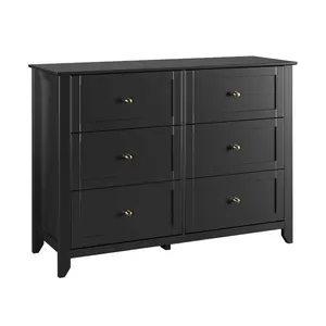 Gaomon 6-Drawer Painted MDF Drawer Cabinet - Black Modern Space-Saver Storage Unit, Sleek Durable Organizer for Bedroom, Living Room