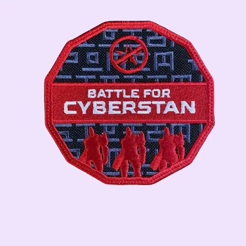 Collectible Battle for Cyberstan Embroidered Patch Emblem - High Stitch Count Geometric Design, Digital Camo Background, Sewing Accessory for Embroidery Craft, Dressmaking Projects