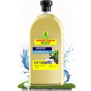 Happy Labor Organic Pure Castile Soap Liquid Unscented - [Cleaner Refill All Purpose Cleaning Spray Non Toxic Dish Soap Fragrance Free Body Wash Bath Soap]