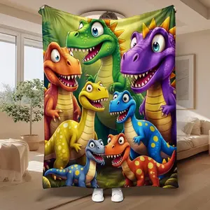 Cartoon Dinosaur Cozy Blanket Twin Size Throw for Bed Couch Kids Boys Girls Ultra-Soft to The Touch Unisex Warm Comfortable Gift for Father’s Day Birthday June 21
