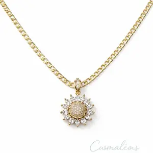 Gold Plated Cod 7037 Necklace with Sparkling Pendant and Chain Jewelry Featuring a Stunning Sparkling Pendant Design