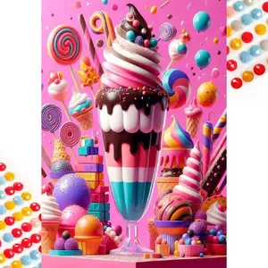 5D DIY Full Drill Round Diamond Painting - Diamond Art Kit Dessert Colorful Mosaic Canvas DIY Wall Art, Home Wall Decoration, Suitable for Halloween, Christmas, Birthdays, and Anniversary Gifts, Diamond Painting Kits