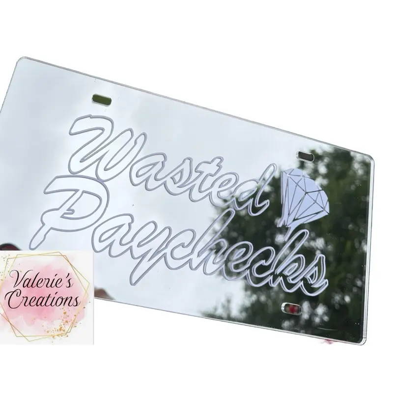 Wasted Paychecks 3MM Chrome License Plate