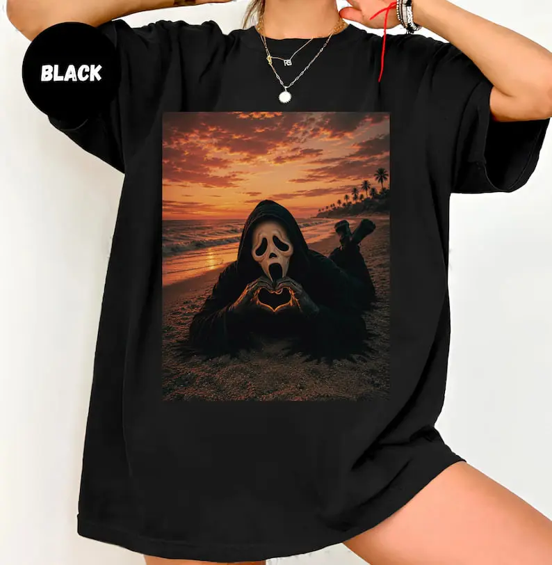 Comfort Colors Funny Ghostface Valentine Shirt, Scream Movie Heart Hands T Shirt, Cute Horror Lover Gift, Ironic Slasher Love Tee, Halloween
