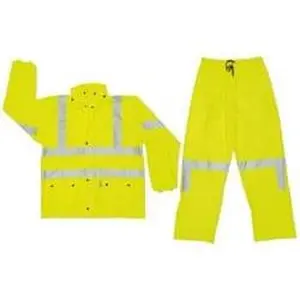 MCR Safety 5182X2 2XL Lime Disposable Encapsulated Workwear Rain Suit, 0.4mm PU-Cotton-Polyester Blend, Snap Closure