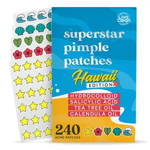 LivaClean 240 CT Superstar Pimple Patches for Face with Salicylic Acid Tea Tree Oil & Calendula Oil Hydrocolloid Acne Patches Adorable Star Design for Healing