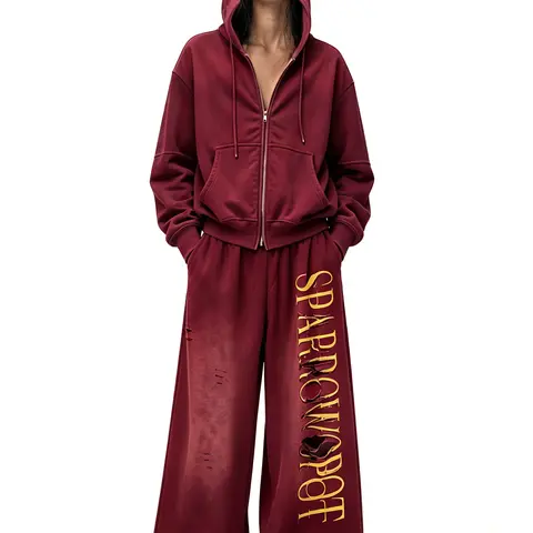FDR Unisex Retro Chic Tie-Front Distressed Wide Leg Comfy Pants - Women's Fashion Cotton-Blend, Draped, Vintage Washed, Gradient Spray, Gothic Streetwear, Unisex Oversized Relaxed Fit, Everyday Casual Bottoms