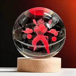 DBZ animated crystal ball 3-inch luminous colored glass with 3D carved characters perfect Christmas gift suitable for anime lovers home decoration.