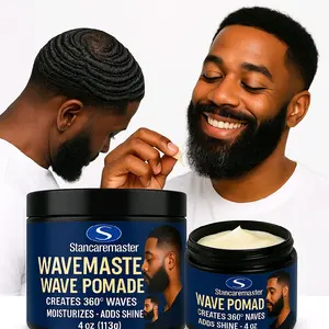 Wave Control Pomade - Strong Hold 4 oz Defines 360 Waves Adds Shine & Moisturizes Hair for Hydrating and Comfortable Haircare - Moisture