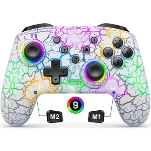 Controller,   Pro Controller for  /Lite/OLED, 9 Color Adjustable LED  Remote Compatible with PC/Android/IOS with Programmable Function (White)