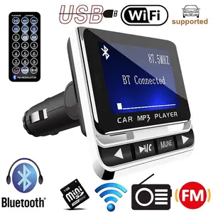 Wireless Car Kit FM12B - LCD Screen FM Transmitter, MP3 Player, USB Charger, Supports TF Card, Line-in AUX Function