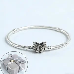 925 Silver Heart Bracelet, Classic snake bone  chain design - Perfect for everyday accessories, Infinite love and romantic gift, Christmas Surprise Jewelry