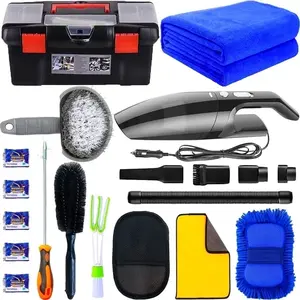 CARJEEZ Car Cleaning Kit,Car Wash Kit,High Power Car Vacuum Car Interior Detailing Kit, with Microfiber Towels, Tire Brush, Wash Mitt,Sponge,Duster Brush Car Cleaning Tool