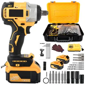 1/2” Brushless Cordless Impact Wrench Kit, High Torque 1200-1800Nm Power Impact Gun, 20V 4Ah Battery, Variable Speed, Forward/Reverse Switch with Complete Socket & Drill Bit Set