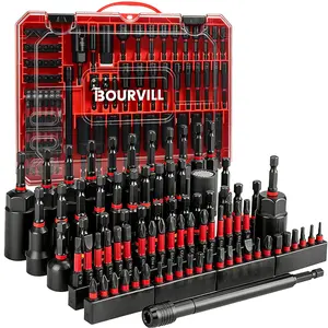 BOURVILL 80 Pcs Magnetic Nut Driver Socket Tool Set, CR-V Steel Metric & SAE Multi Size, 1/4'' Quick Change Extension, Portable Red Storage Case, Heavy Duty Automotive Household Machinery Repair Tool Kit