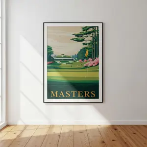 [Sale up to 50%] [Free Ship] Masters Golf Poster, Augusta National Clubhouse Art Print, Golf Course Decor