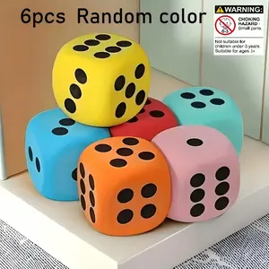 6 Large Eva Soft Foam Dice Set, Ultra-Large Safe Non-Toxic Polyurethane Foam Dice, Smooth Edges, Bright Colors, Perfect for Parties