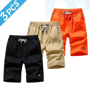 Men’s 3-Pack Casual Summer Shorts – Drawstring Waistband, Cotton Content, Lightweight & Breathable, Essential for Beach and Everyday Wear