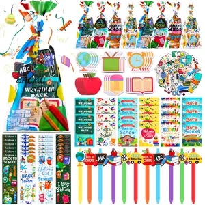 24 Set Back to School Stationery Gifts for Students First Day of School Essentials Includes Bags Notebook Sticker Ballpoint Pen Bookmark for Kindergarten Primary School Boys Girls Students for Class Rewards Party Favors Welcome to School Goodie Bags