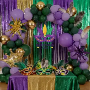 107pcs Gold Balloon Arch Set, 22 Inch Explosion Star Crown Foil Balloons, Brazil Carnival Party Decorations