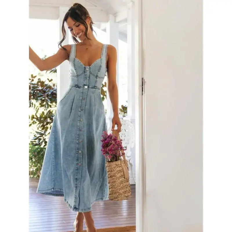 chinese dress ladies ICON Women's Sleeveless Denim Dress, Form-Fitting  Areej Zainab