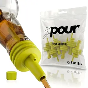 Premium Quality 6 Pack Silicone Liquor Pour Spout for Bartenders Bars Home Kitchen Leakproof Reusable Juice Oil Alcohol Dispenser Easy Clean Bright Color Bottle Pour Control Tool