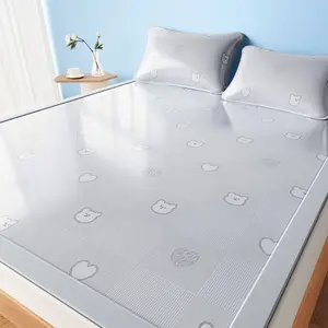 Yhfyhf Milk Silk Ice Silk Cool Mattress Set, Summer Home Dormitory Cooling Mat Suite, Includes 1 Bed Mat + 2 Pillowcases, Foldable and Washable