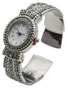 Blekon Collections Analog Quartz 26mm Case Antique Designed Bezel Rhinestone Bangle Cuff Watch
