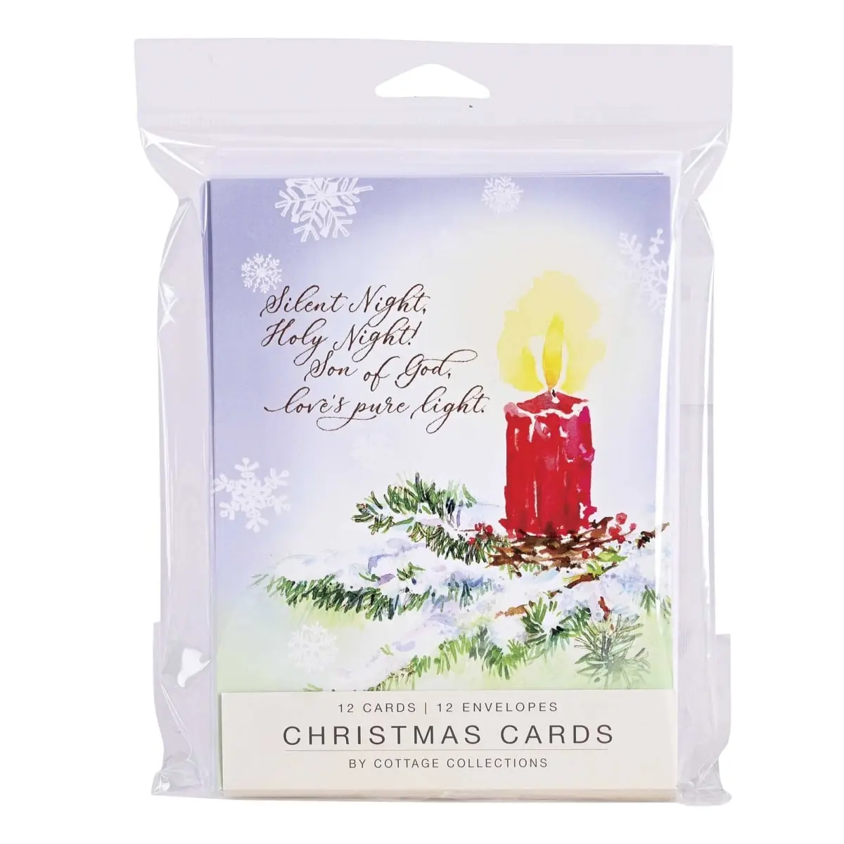 Dicksons CDSET16S Holy Silent Night Christmas Greeting Card Set, Office Stationery Supplies with Paper Construction, Holiday Theme, Front Cover Left-Side Lyrics Print & Candle Image for Sentimental Gifting