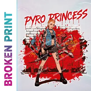 Pyro Princess DTF Transfer - Heat Press Ready Front & Back Streetwear T-Shirt Design