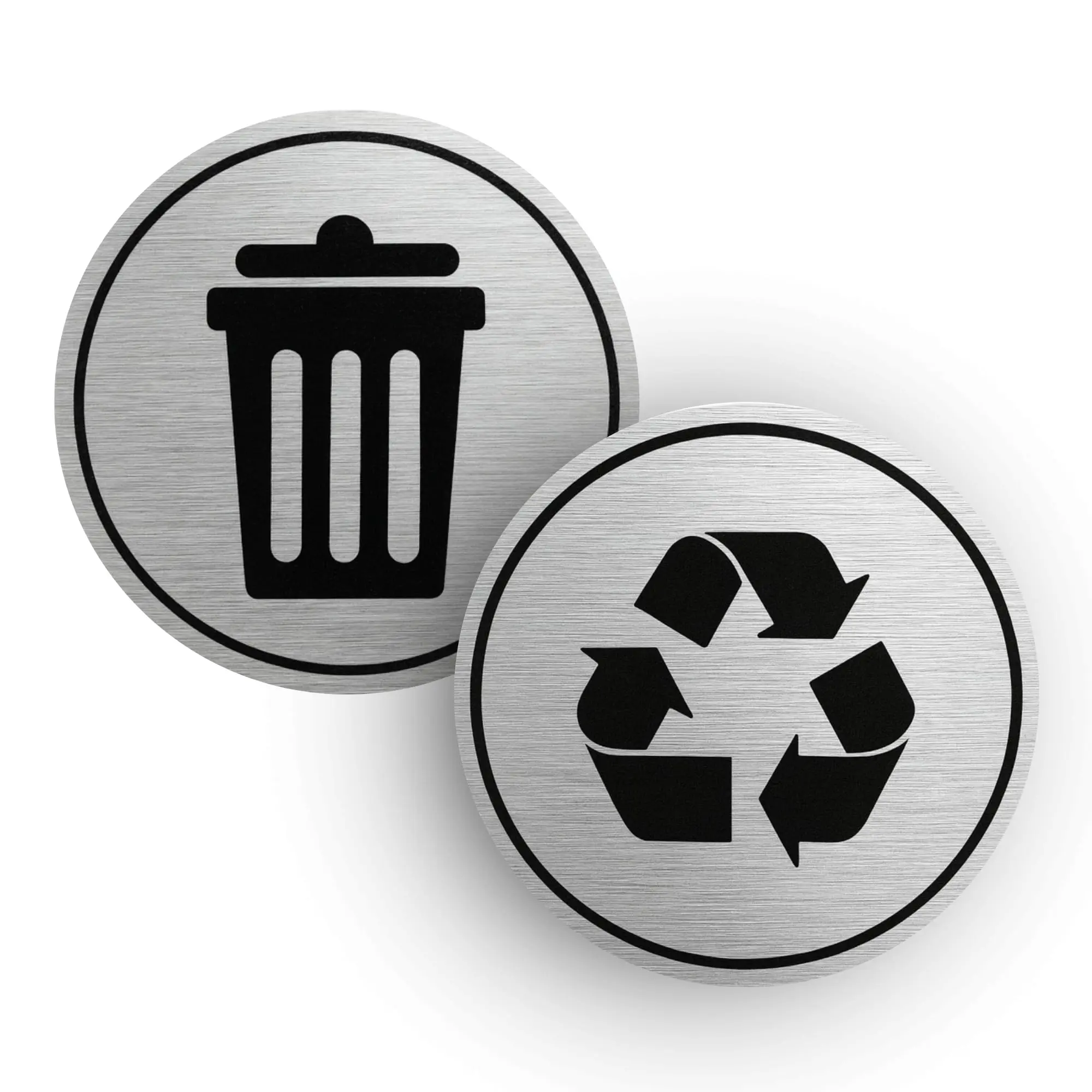 Trash and Recycle Round Stickers for Kitchen Office Organization, 3x3 Inch UV Stable Weatherproof Garbage Bin Waste Basket Labels, Set of 2
