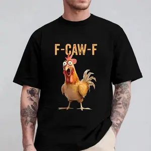 Funny Rooster Meme T-Shirt, Humorous Crow Raven Graphic Tee, Sassy Bird Lover Shirt, Moonlight Nature Inspired Top, Casual Autumn Outfit, Made in USA.LKD Menswear Man