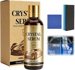 Crystal Serum Ceramic Coating for Cars, 100ML Advanced Ceramic Coating Polisher, 9H Hardness Graphene Coating for Auto Car Detailing Polish, Long Lasting Scratch Resistant Gloss Hydrophobicity, Automotive Must Have Essentials