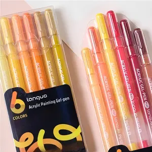 Acrylic Gel Pens for Coloring Books, Quick Dry 6 Pcs 1.0mm Fine Point Gel Marker Pen for Drawing, Journaling Art, Warm Yellow