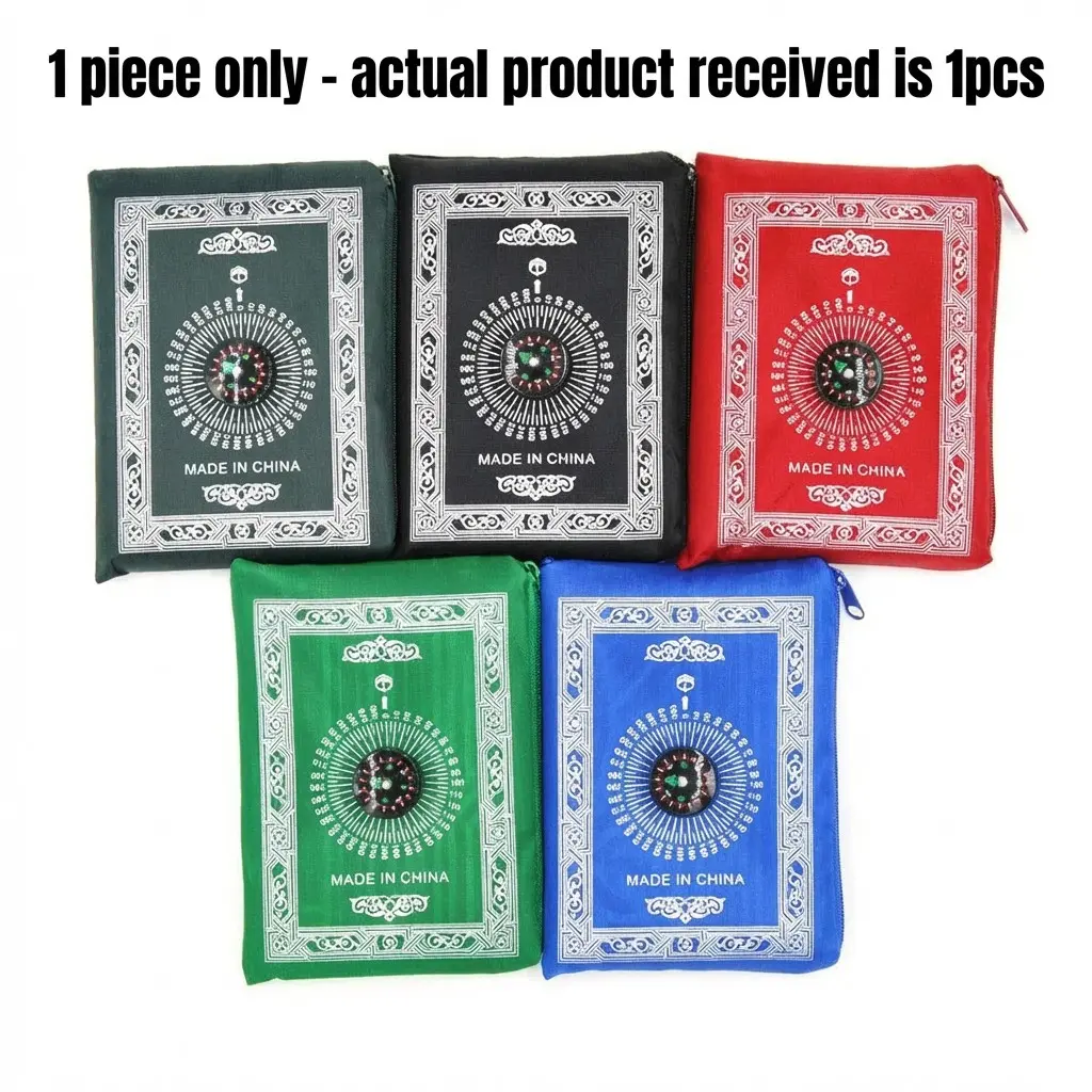 Printed Pilgrimage Blanket Handheld Travel Islamic Prayer Mat Muslim Prayer Rugs with Bag Compass Religious Service Accessories, Portable Praying Rug for Spiritual Use