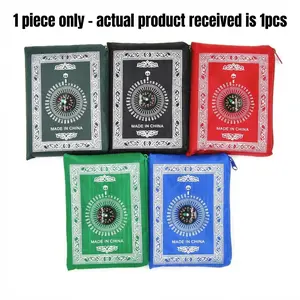 Printed Pilgrimage Blanket Handheld Travel Islamic Prayer Mat Muslim Prayer Rugs with Bag Compass Religious Service Accessories, Portable Praying Rug for Spiritual Use