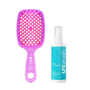Unbrush Original Detangling Brush and UNwinder Detangling Spray Conditioning Detangler Hair Care Tool