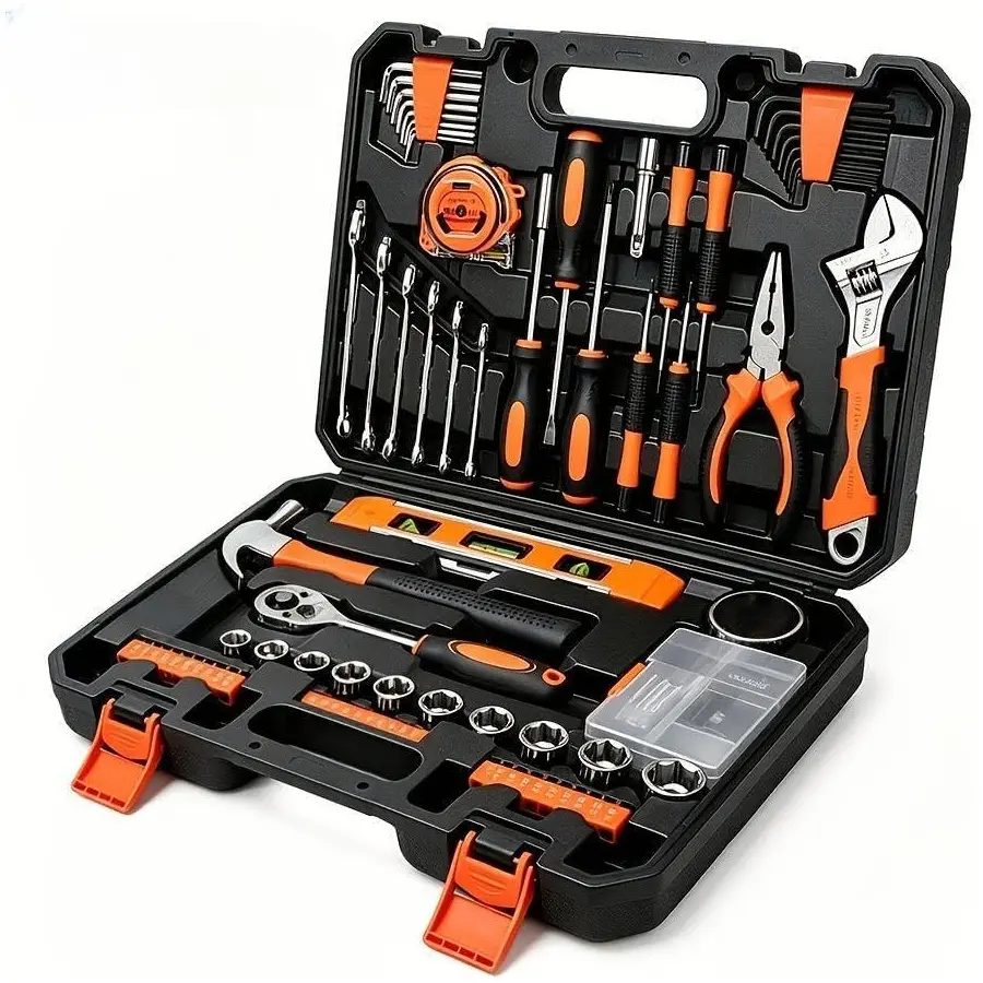 140-Piece Household Hand Tool Kit with Portable Toolbox | Home Repair Tool Set with Socket Wrench, Screwdriver, Pliers, Tape Measure and Level for DIY and Maintenance