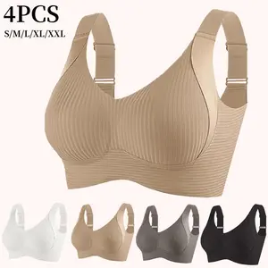 EssElegance  Wireless Bra 2/4 Piece Set Comfortable Breathable Seamless Push Up Bra Soft Elegant Underwear for All Seasons