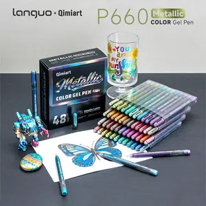 Languo 48 Color P660 Metallic Acrylic Neutral Pen Stackable Color Art Gundam Complementary Color Painting Color Handbook Pen Artist Supplies