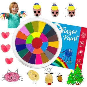 25 Color Book Finger Painting Kit Drawing Toys Album Educational Tool Kit Washable Children's Supplies for Birthday Kindergarten Early Learning