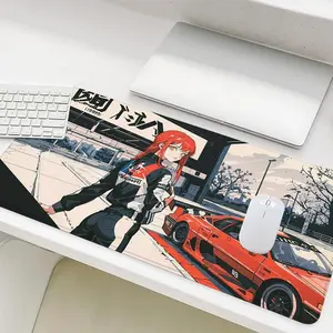 Anime Character Design Mouse Pad, Rectangle Gaming Mouse Pad, Non-Slip Rubber Base Stitched Edge Desk Pad for Desk Laptop Desktop