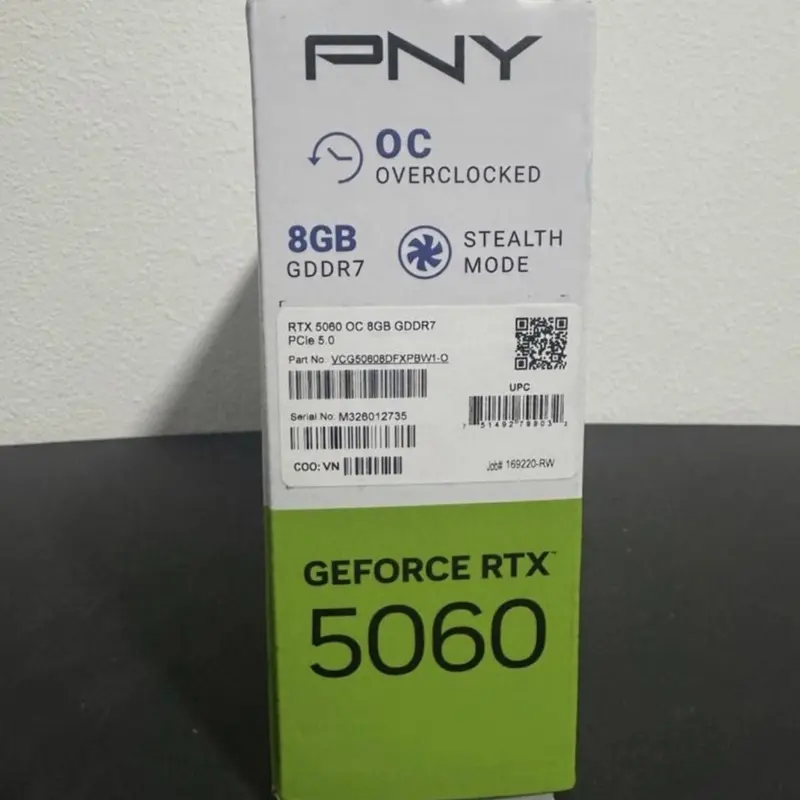 PNY NVIDIA GeForce RTX 5060 OC Dual Fan Graphics Card (8GB GDDR7, 128-bit)