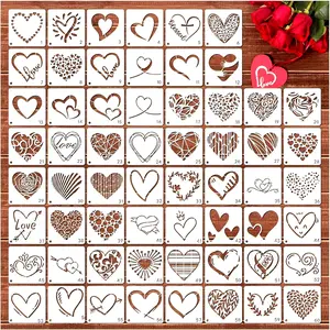 60 Heart Shaped Hollow Painting Stencils Perfect for Valentine's Day Creative Art Projects Unique Design Templates for DIY Crafting Home Decor and Gifts DIY Craft Kit