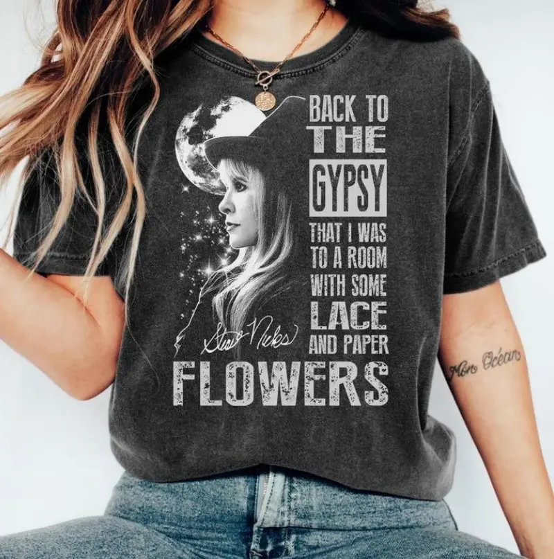Vintage Stevie Nicks “Gypsy” Graphic Tee, Retro Fleetwood Mac Merch, 70s Rock band, Concert Outfit Idea, Unisex, Viral, Soft And Comfy, fleetwood mac shirt, Gift For Fan, Top Women Menswear