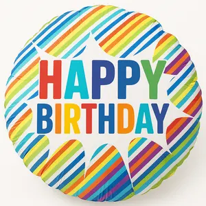 Striped Burst Happy Birthday Foil Balloon