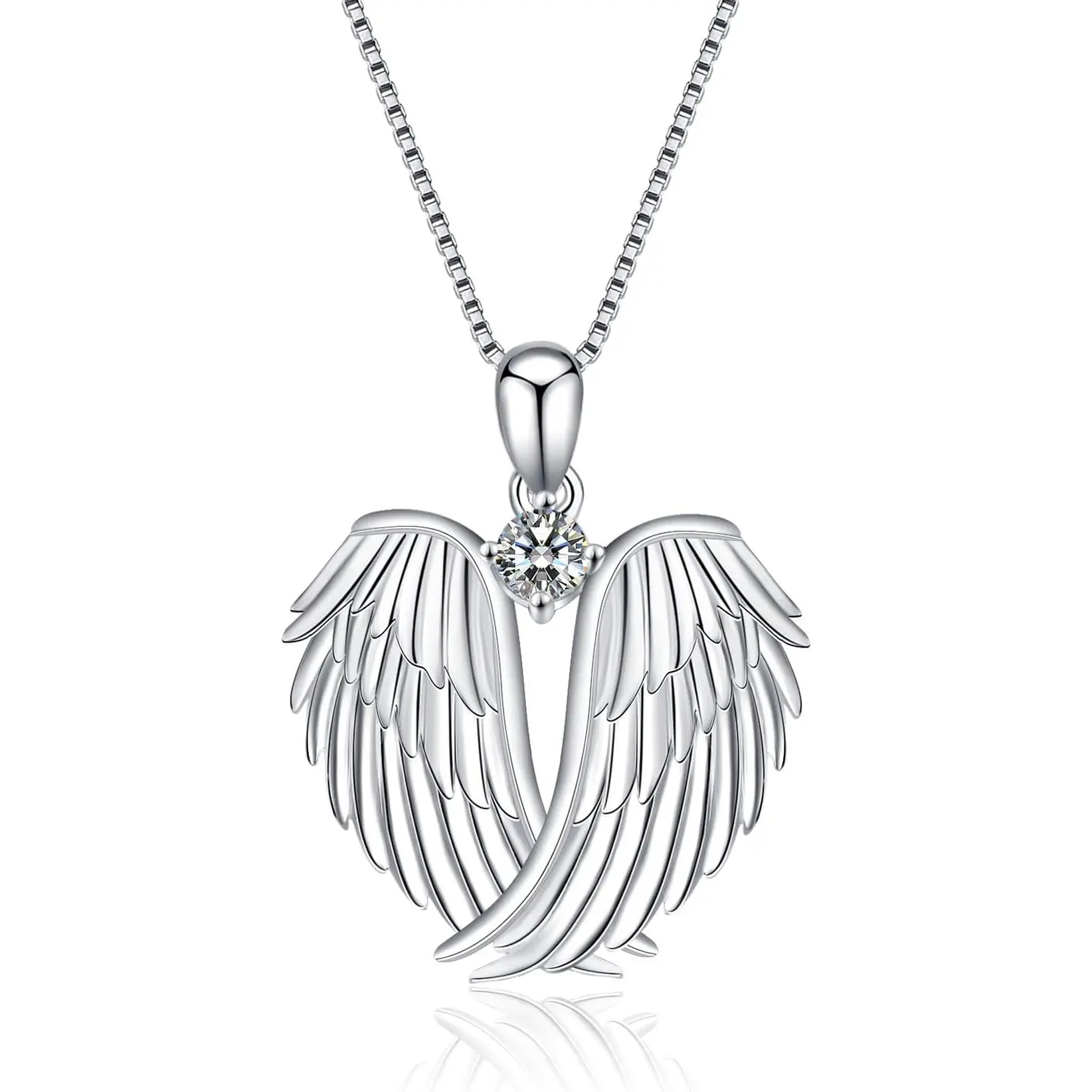 YFN Angel Wings Necklace 925 Sterling Silver Guardian Angel Wings Pendant Necklace Birthstone Necklace for Women Girls Christmas Jewelry Gifts YFN