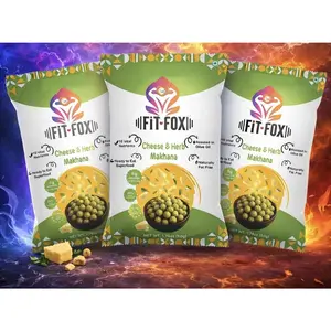 Fit-Fox Cheese & Herb Makhana,Pack of 3, Roasted Superfood Snack, 1.76oz, High Protein, Low Fat, 10 Vital Nutrients